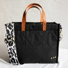 Black Quilted Canvas Crossbody Tote