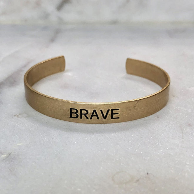 Brave Brushed Copper Gold Cuff - altruesm