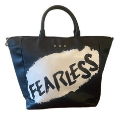 Fearless Custom Hand-Painted Black Tote Bag