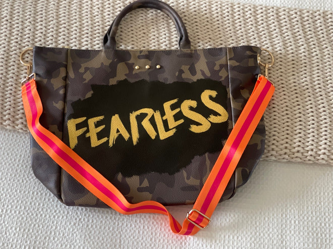 Fearless Custom Hand - Painted Camo Tote Bag - altruesm