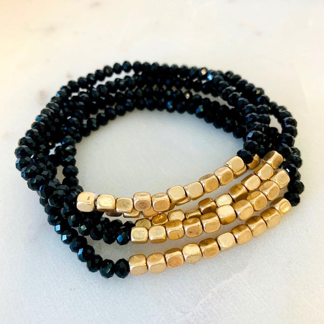 Five Strand Stone and Gold Bracelet - altruesm