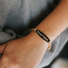 Good Vibes Black and Gold Bracelet