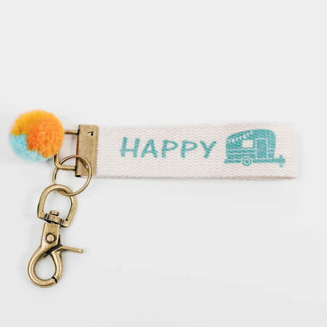 Happy Camper Canvas Keychain - altruesm