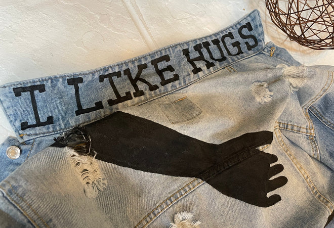 I Like Hugs Jean Jacket - altruesm