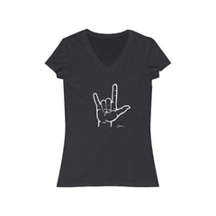 I Love You Sign Language Short Sleeve V-Neck Tee