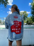 Keep Calm and Woman On Jean Jacket - altruesm