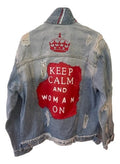 Keep Calm and Woman On Jean Jacket - altruesm