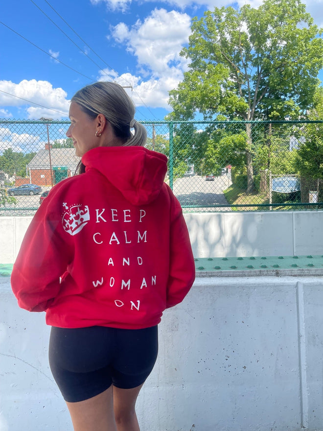 Keep Calm and Woman On Premium Hoodie - altruesm