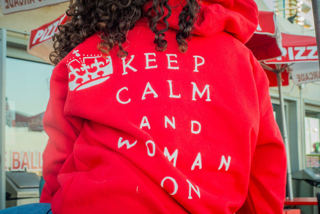 Keep Calm and Woman On Premium Hoodie - altruesm