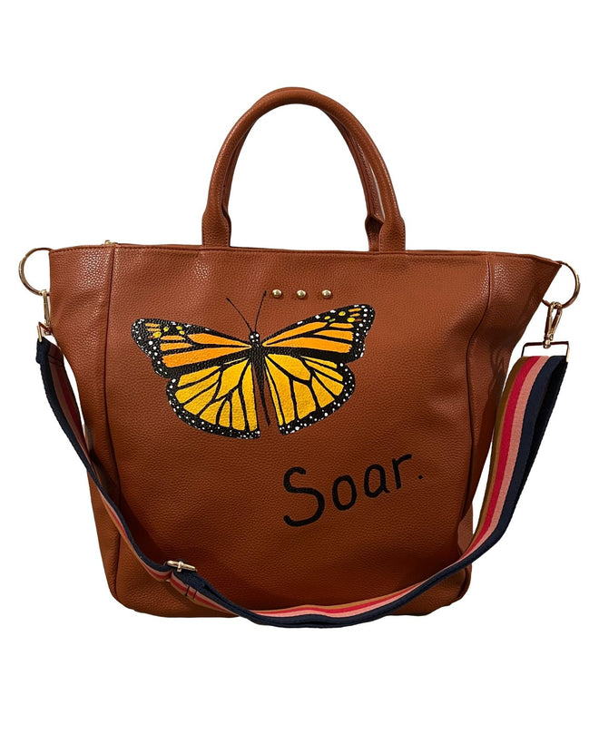 Soar Butterfly Custom Hand - Painted Tote Bag - altruesm