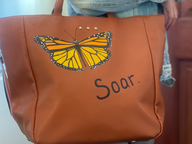 Soar Butterfly Custom Hand - Painted Tote Bag - altruesm