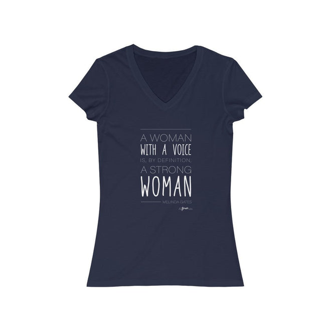 Woman with a Voice Short Sleeve V - Neck Tee - altruesm