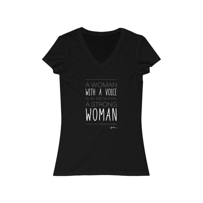 Woman with a Voice Short Sleeve V - Neck Tee - altruesm