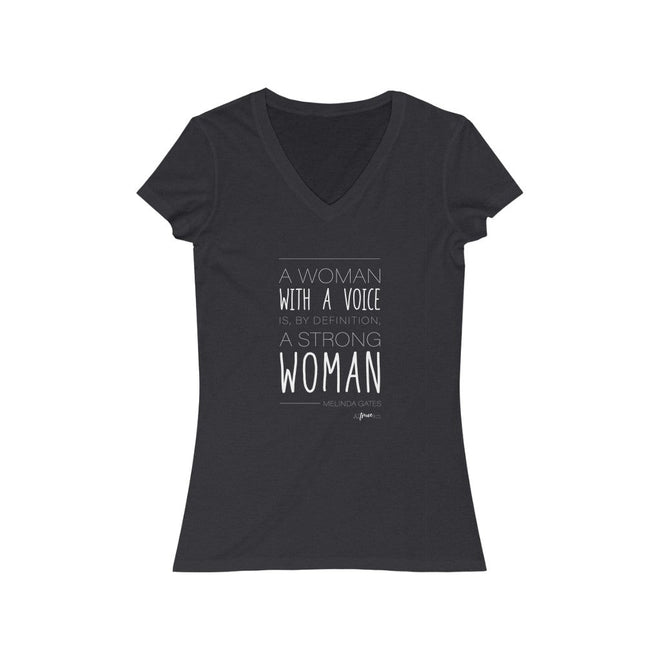 Woman with a Voice Short Sleeve V - Neck Tee - altruesm